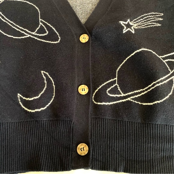 Button-Front Cardigan, Universe, Blue/White, Sz M by SO®, NEW, Astrology - Picture 6 of 13